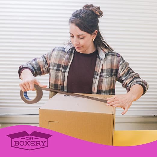 The Boxery 2" x 55 Yards Tan Packing Tape – 36 Roll Carton – Warehouse Grade Adhesive for Shipping, Moving & Packaging – Standard Strength 1.85 Mil Box Sealing Tape