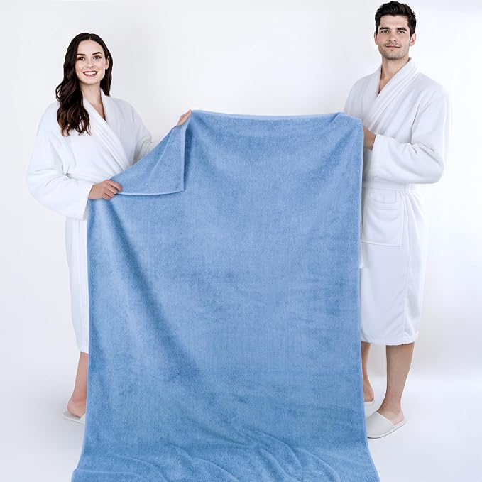 Cotton Paradise 100% Cotton Turkish Towel, Soft Absorbent Quick Dry, 40x80 Oversized Bath Sheet Towel, Sky Blue