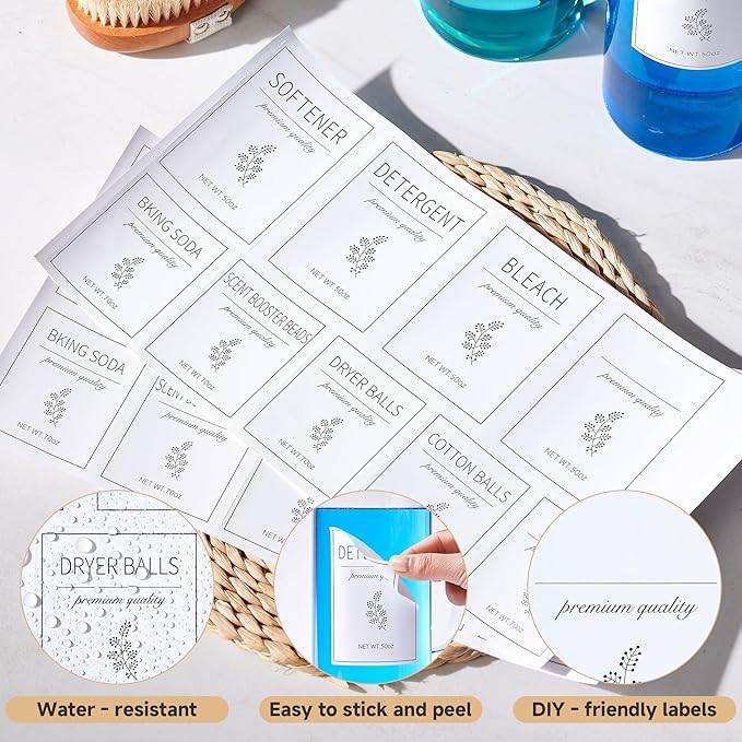 Glass Laundry Detergent Dispenser Set - 2x50oz & 2x70oz Borosilicate Containers with Bamboo Lids, Handle& Labels, Stores Powder,laundry pods,Fabric Softener, for Laundry Room organization and Decor