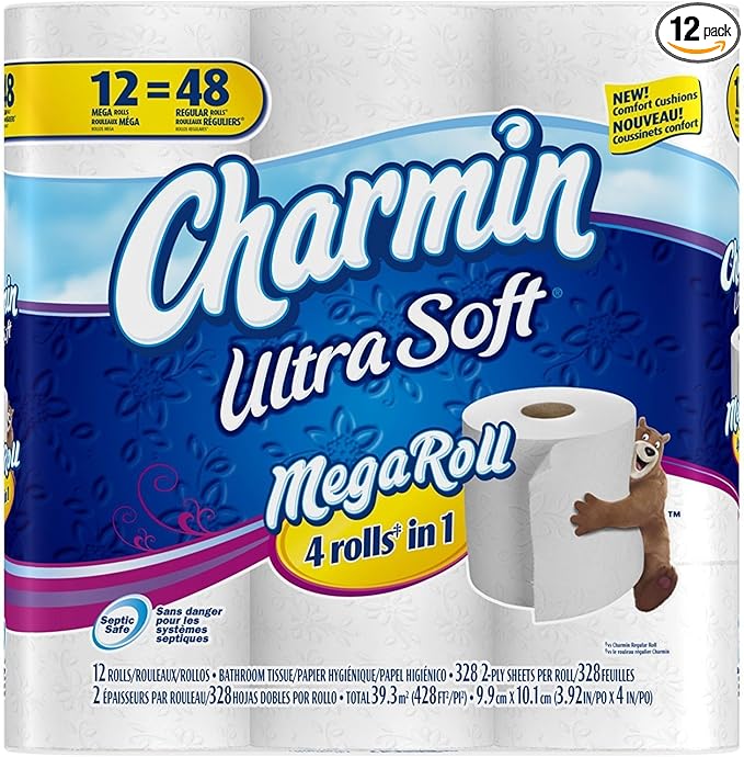 Charmin Ultra Soft Mega Roll Toilet Paper, 12 Count