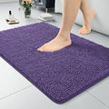 LOCHAS Luxury Bathroom Rug Shaggy Bath Mat 24 x 36 Inch, Dark Purple | Washable Non Slip Bath Rugs for Bathroom Shower, Soft Plush Chenille Absorbent Carpets