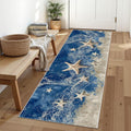Summer Seaside Hallway Runner Rug 4x10 - Starfish Fishing Net Washable Non Slip Runners Rug, Sea Beach Soft Low Pile Ktichen Rugs for Entrance Corridor Living Room Bedroom