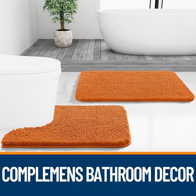 OLANLY Bathroom Runner Rugs 44x24, Extra Soft Absorbent Chenille Bath Rugs, Rubber Backing Quick Dry, Machine Washable Long Bath Mats for Bathroom Floor, Tub and Shower, Home Decor Accessories, Clay