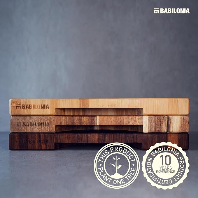 Acacia Wood Cutting Board for Kitchen, Thick Non Toxic Butcher Block | Hard Wood Edge Grain With Juice Groove 16" x 10" (Thick 1.7") Professional Heavy Duty Wooden Chopping Board (Oil Included)
