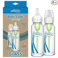 Dr. Brown's Anti-Colic Options+ Narrow Glass Baby Bottle with Level 1 Slow Flow Nipple, BPA-Free, 8 oz/250 mL, 0m+, 2-Pack (Packaging May Vary)