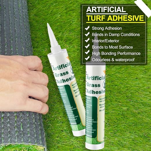 Threlaco 4 Tubes Turf Glue for Artificial Grass 10 oz Artificial Turf Tape Grass Paint Concentrate Glue Carpet Adhesive for Synthetic Surfaces(No Caulk Gun)