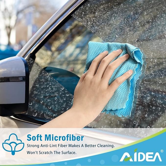 AIDEA Microfiber Cleaning Cloths, 8PK-Multi-Purpose Cleaning Cloth, Microfiber Polishing Cleaning Cloth, Window Cleaning Cloth, Lint Free Streak-Free Glass Cleaning Cloths-12“x12”