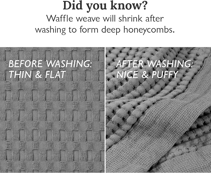 GILDEN TREE Waffle Hand Towels for Bathroom Quick Dry Large Luxury Lint Free Super Absorbent Cotton Hand Towels Set of 2, Modern Style (Slate)