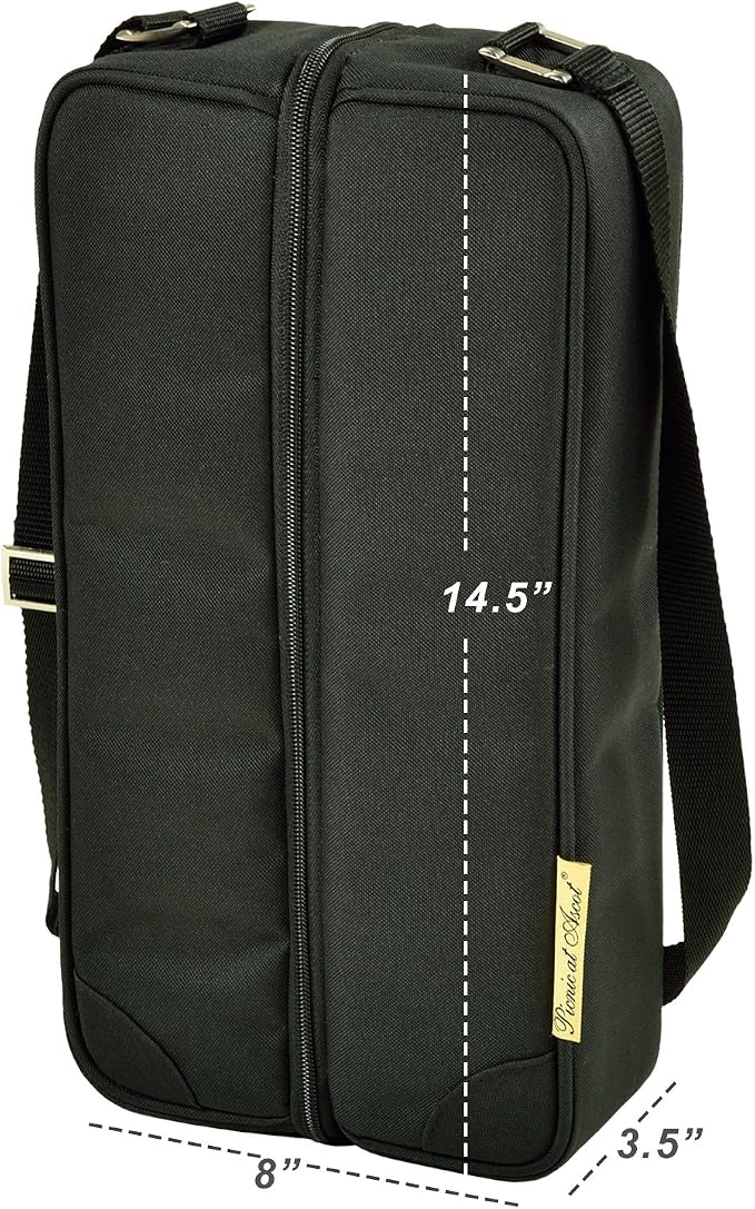 Picnic at Ascot Insulated Wine Tote with 2 Wine Glasses, Napkins and Corkscrew -Designed & Assembled in the USA