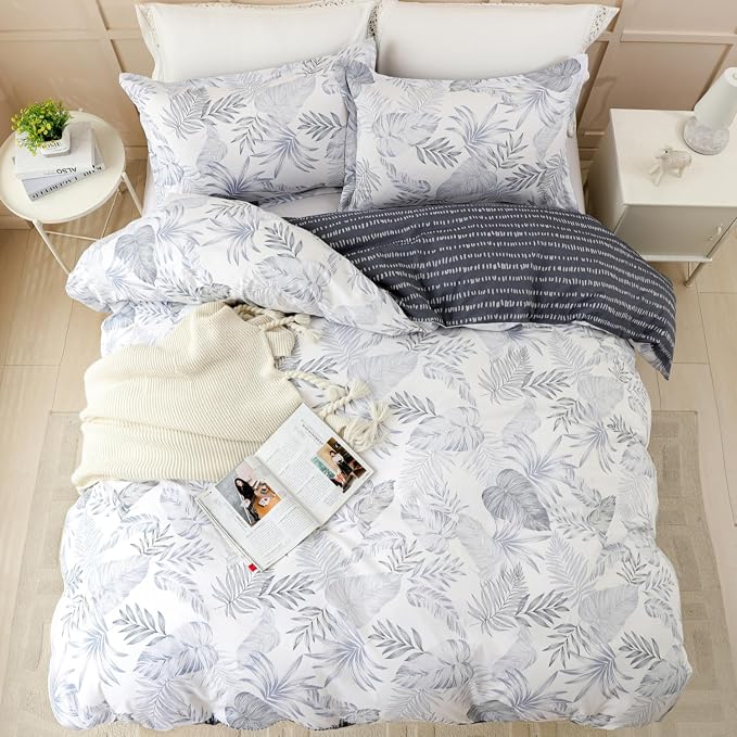 OAITE Duvet Cover Set,100% Cotton Comforter Cover with Floral Pattern Duvet Cover Set,Soft Bedding Set Includes with 3 Piece (2 Pillow Shams,1 Duvet Cover)