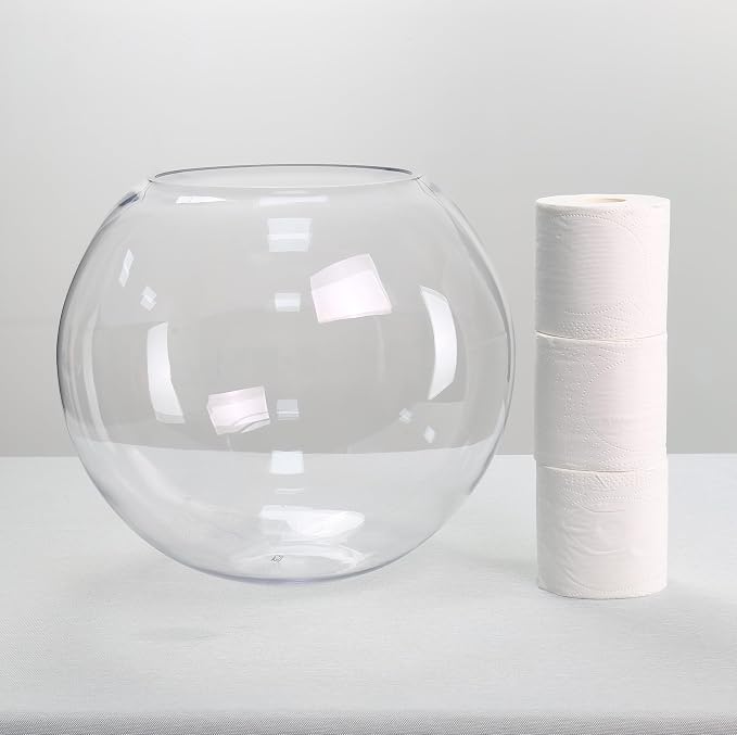CYS EXCEL Large Glass Bubble Bowl (H-13.5" W-15.5", Approx. 7.4 Gal.) Round Bowl Terrarium Globe Flower Vase Centerpiece for Weddings Events Arrangements