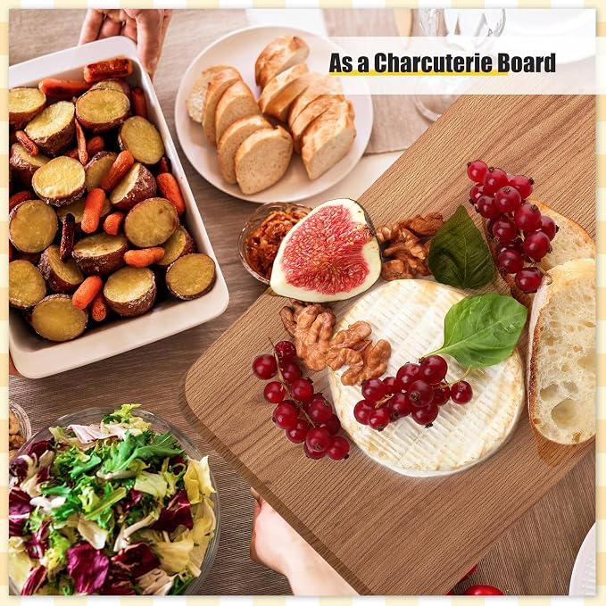 Didaey 6 Pcs Cutting Board Bulk Kitchen Thicken Chopping Platter with Handles Wooden Charcuterie Serving Trays Blank Wood Boards for Engraving Wedding Housewarming(Walnut,11 x 5 Inch)