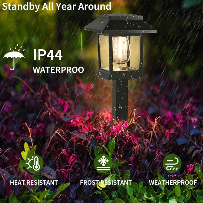 Solar Lights Outdoor, 6 Pack Waterproof Auto On/Off Solar Pathway Lights for Garden, Landscape, Path, Yard, Patio, Driveway, Walkway Decor