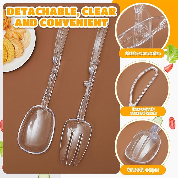 Tioncy 6 Pack Plastic Salad Scissor Tongs 11.5 Inches for Serving Reusable Food Tongs, Clear Utensils for Chef Cooking, Kitchen, Buffet, Party, Catering Supplies