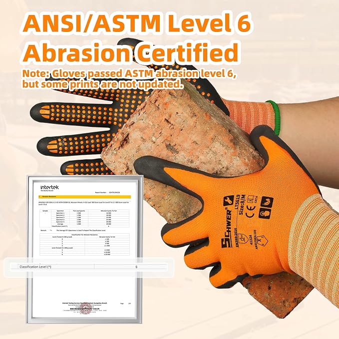 Schwer 36 Pairs Safety Work Gloves, MicroDot Abrasion & Grip, LT5619, L | Certified to Level 6 Abrasion, Strong Grip, Microfoam Nitrile Coated, Touchscreen, 3D-Comfort, A1 Cut Resistant, Gardening