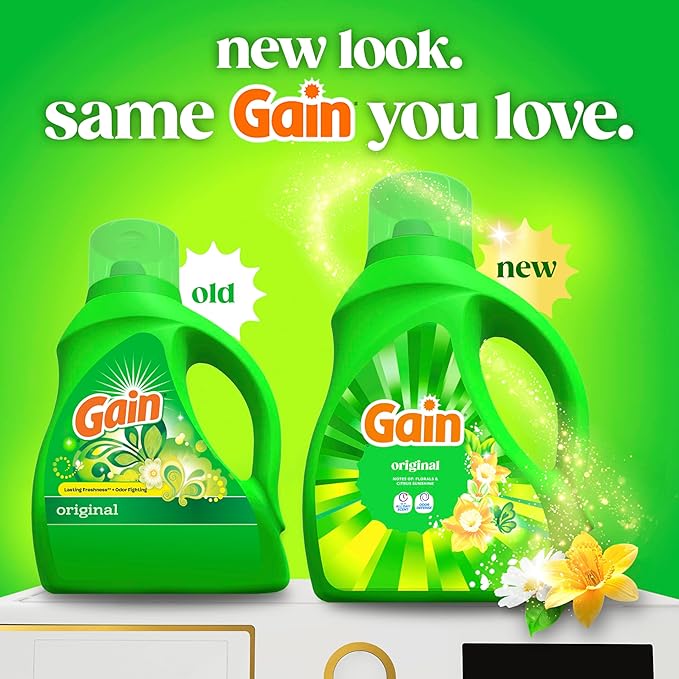 Gain Liquid Laundry Detergent with Odor Defense, Original Scent, Laundry Soap For HE Washing Machines, 81 fl oz, 61 Loads (Packaging May Vary)