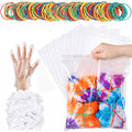 500 Pcs Rubber Bands Kit for Tie Dye Projects Craft Project Colorful Elastic Rubber Band with 50 Pairs Gloves 50 Sealed Bags for Office Supplies Tie Dye Accessories
