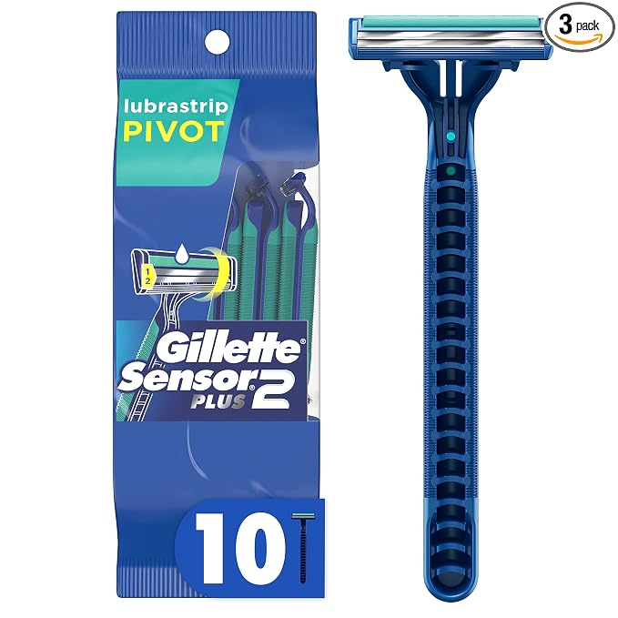 Gillette Sensor2 Plus Pivoting Head Men’s Disposable Razors, 10 Count (Pack of 3)