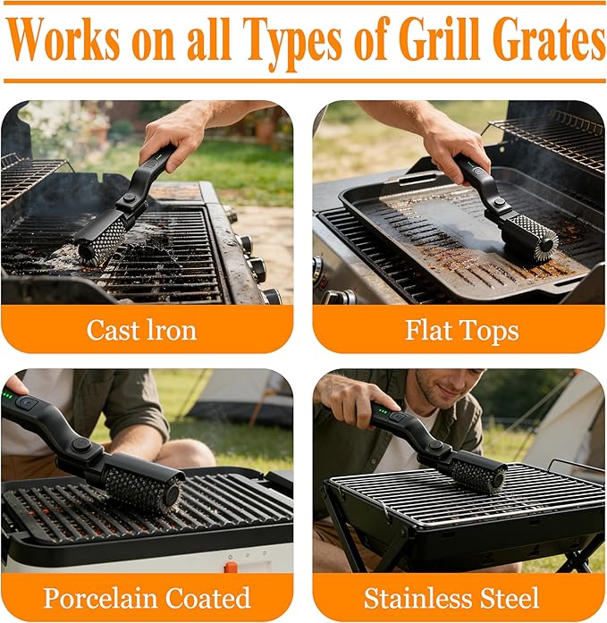 Electric BBQ Grill Brush for Outdoor, Electric BBQ Grill Cleaner with 3-Speed and Adjustable Angle, Rechargeable Grill Cleaning Brush for Barbecue Grates