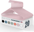 Plastic Hangers 20 Pack - Made in the USA - 6lb Capacity Standard Clothes Hangers with Strap Hooks for Dresses, Lingerie, Shirts, Pants, and Jackets - Rose
