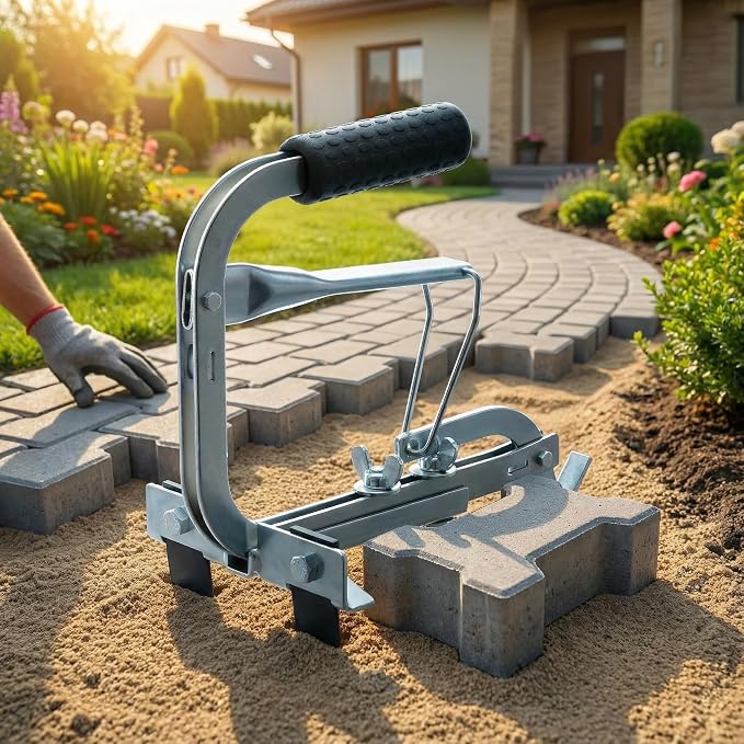 Adjustable Heavy Duty Brick Tongs Laying - PaverRemoval Tool Device for the Efficient Laying of Paving Blocks,Directly From the Stack Brick Tongsfor Blocks Brick - Cutter Paver Splitter Projects