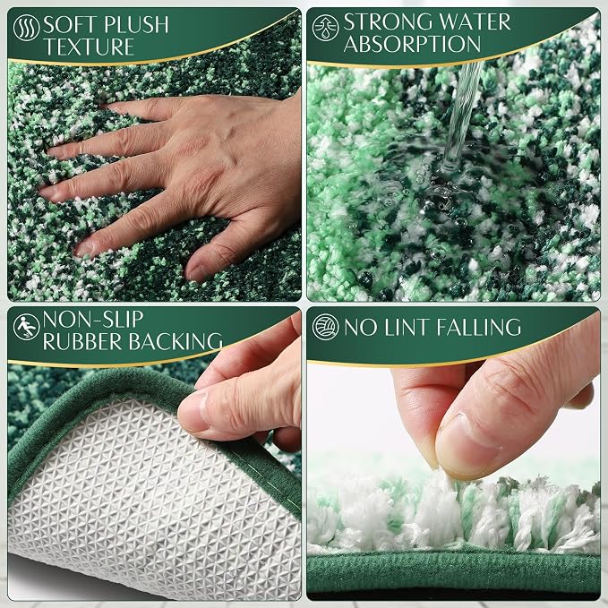 Bathroom Sets with Shower Curtain and Rugs Bathroom Accessories Set Dark Green Bathroom Set,Soap Dispenser & Toilet Brush Holder Set with Stainless Steel Trash Can(23 PCS)