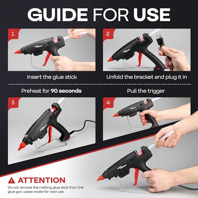 IDL Packaging GG-220 Industrial 200W Hot Glue Gun with 10 pcs Glue Sticks - 1/2" x 10" Full-Size Glue Sticks, Amber - Hot Glue Gun Kit for Corrugated Boxes, Cardboard Packaging, or Paper