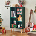 LEYAOYAO 5 Cube Bookshelf,Mid-Century Modern Bookcase with Legs,Dark Green | 3 Tier Book Shelf,Rustic Wood Bookshelves Freestanding Small Storage Organizer, Open Shelves for Bedroom, Living Room, Office