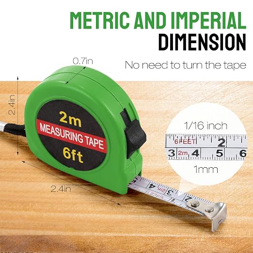 Copkim 50 Pcs 6 FT Mini Tape Measure Retractable Bulk Small Measuring Tape Pocket Size Measurement Tool for Operation Christmas Items Party Favor Gifts Stuffers for Men(Green)