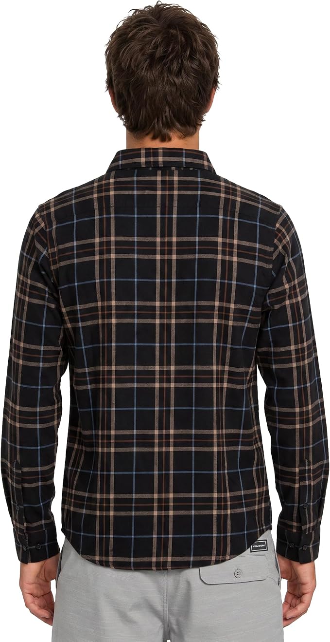 Volcom Men's Long Sleeve Flannel Shirt – Ultra-Soft Brushed Cotton Plaid Button Down