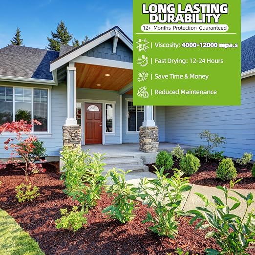 Mulch Glue for Landscaping 4 Gallon, High-Concentration Rock Glue, Gravel Binder with Ultra-Stick Grip, Covers 2X More Area for Pea Gravel, Mulch & Pebbles, Long-Lasting & Non-Toxic
