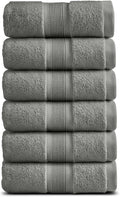 Springtree Home Luxury Bamboo Rayon Hand Towel Set | 6-Pack | Carbon Grey | 35% Bamboo Rayon - 65% Zero Twist Cotton | Absorbent Quick-Dry Towels for Bathroom | Ultra Soft | OEKO-TEX Standard 100