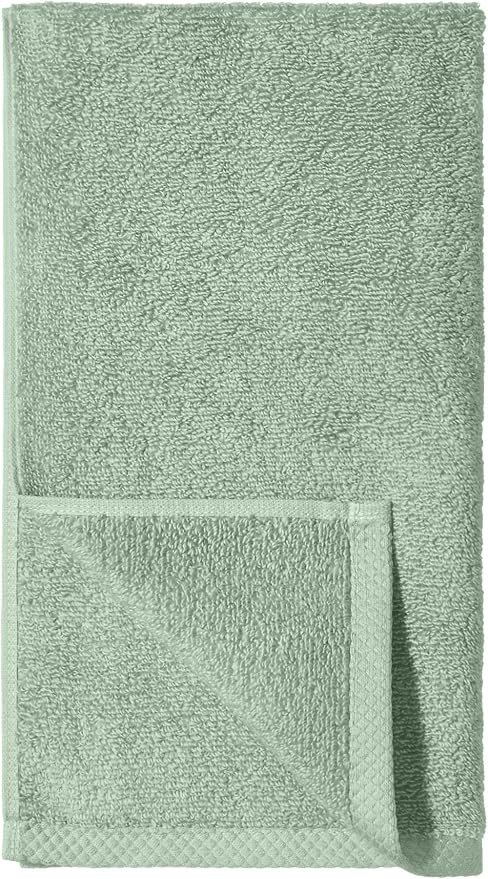 Amazon Basics Lightweight Quick-Dry Hand Towels, 100% Cotton, 28" x 16", Seafoam Green, 8-Pack