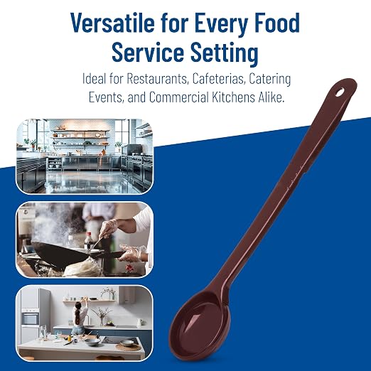 CFS 395801 Solid Long Handle Portion Control Spoon, 1.5 oz, Reddish Brown (Pack of 12)