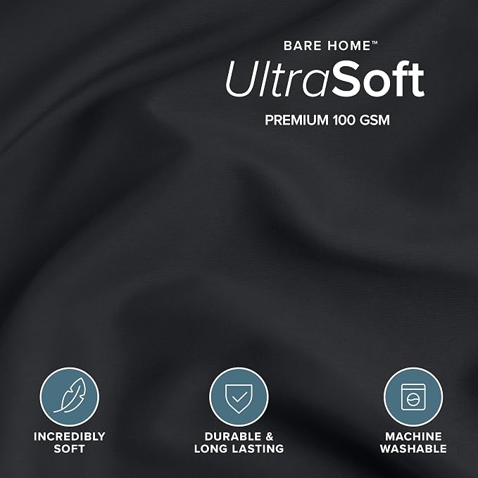 Bare Home Bedding Duvet Cover Full Size - Premium 1800 Super Soft Collection - Lightweight, Cooling Duvet Cover - Soft Breathable Bedding (Full, Black)