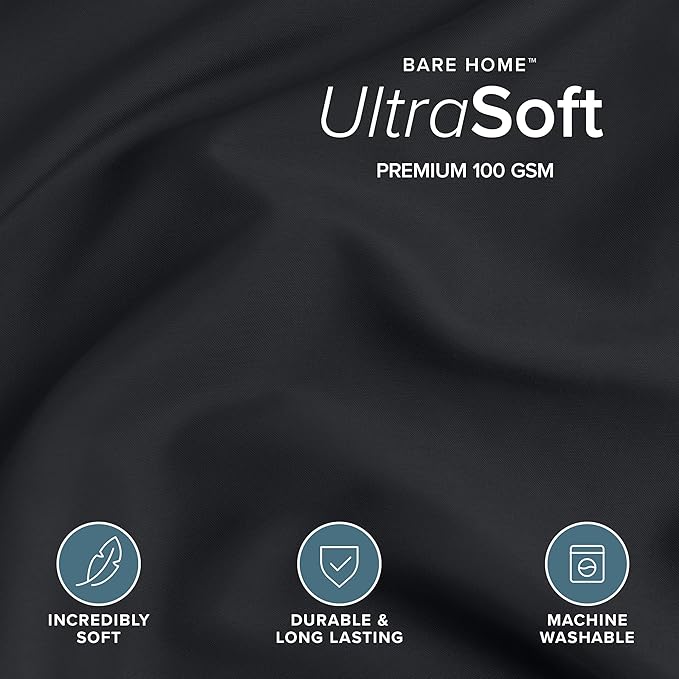 Bare Home Bedding Duvet Cover Extra Long Size - Premium 1800 Super Soft Collection - Lightweight, Cooling Duvet Cover - Soft Breathable Bedding (Twin/Twin XL, Black)