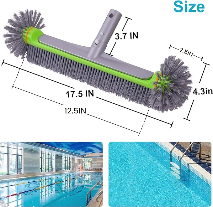 Sepetrel Pool Brush Head for Cleaning Walls,Heavy Duty Inground/Above Ground Swimming Pool Round Scrub Brushes with Premium Strong Bristle & Reinforced Aluminium Back