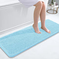 OLANLY Bathroom Runner Rugs 47x17, Soft Absorbent Chenille Bath Rugs, Rubber Backing Quick Dry, Machine Washable Long Bath Mats for Bathroom Floor, Tub and Shower, Home Decor Accessories, Sky Blue