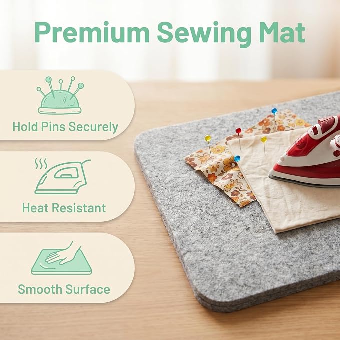 70"x 24" Wool Pressing Mat | 0.5 Inch Thick Ironing Board for Quilter, Sewing, Quilting Supplies