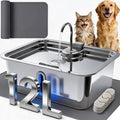 12L/3.17Gal Dog Water Fountain with Silicone Mat & 3 Filters, Stainless Steel Multi Pet Water Dispenser, Quiet Automatic Dog Water Bowl Dispenser with Visible Window & Alert Light for Large Dogs Cats