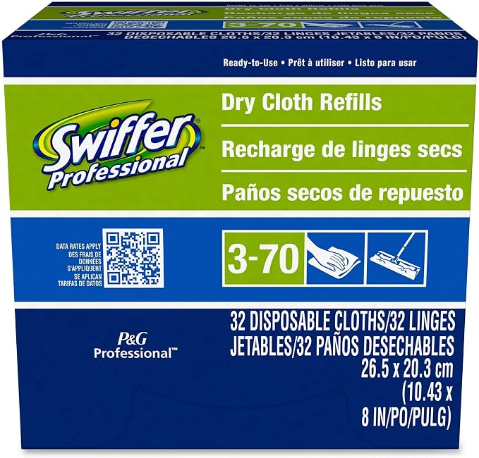 Swiffer® Sweeper Dry Cloth Refills, 10-5/8" x 8", White, 32 Cloths Per Box, Carton of 6 Boxes