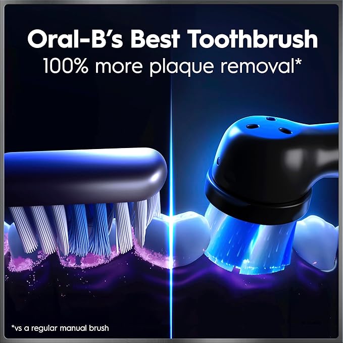 Oral-B Rechargeable Electric Toothbrush, iO10 Ultimate Clean, 7 Cleaning Modes, Interactive Display, iSense Charger, Charging Travel Case, 4 Brush Heads, Rechargeable Toothbrush, Black