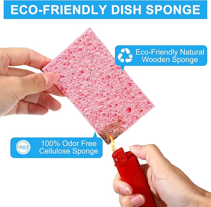 Zhengmy 48 Pieces Sponges Bulk Sponges Kitchen Compressed Sponge Natural Dish Sponge Compressed Wood Pulp Cleaning Without Scratching for Kitchen Bathroom, 3.9 x 2.4 x 0.12 Inch (Multicolor)