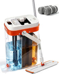 SOPAMI 3-Tank Flat Mop and Bucket System with Wringer | 53.54" Height, 4 Washable Pads. Separates Dirty & Clean Water for Hygienic Cleaning on Hardwood, Tile, Vinyl & Walls.