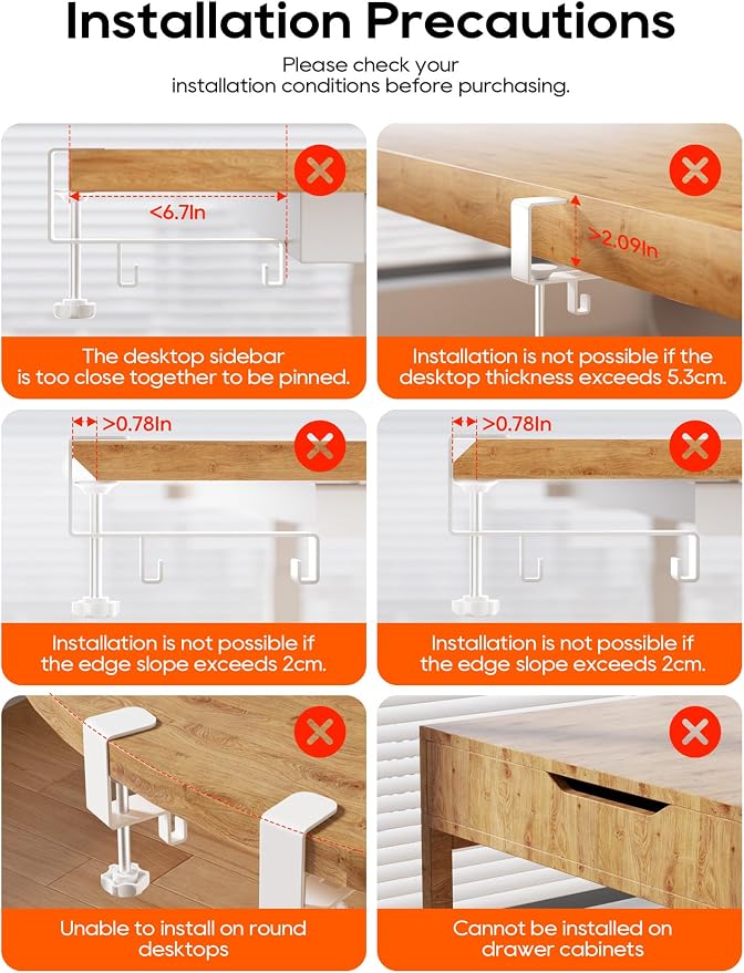 39" No Drill Under Desk Cable Management Tray (White) | Fire-Resistant Thickened Nylon Material, Clip-on Cord Organizer to Hide Power Strip, Heat Dissipation Mesh Design, for Office