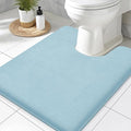 Smiry Memory Foam Toilet Rugs U-Shaped 24x20, Extra Soft Absorbent Non-Slip Contour Bathroom Rugs, Machine Washable Bath Mats for Toilet, Sky Blue