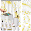 21PCS Bathroom Sets with Shower Curtain and Rugs Bathroom Accessories Set White Bathroom Set Complete with Trash Can, Toilet Brush, Qtip Holder & 3PCS Soap Dispenser