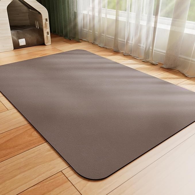 HotLive Dog Food Mat - Absorbent Cat Mat for Food and Water, No Stains Pet Feeding Bowl Mat, Easy to Clean Pet Placemats, Quick Dry Dog Water Dispenser Mat for Messy Drinkers | Brown 12"x 19"