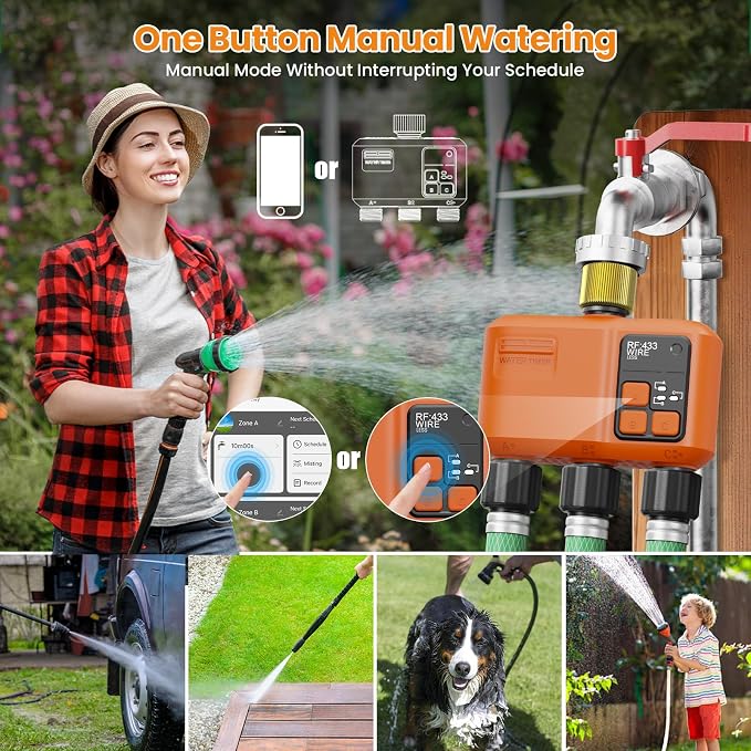 Smart WiFi Sprinkler Timer 3 Zone,WiFi Water Timer for Garden Hose with 984 FT Range,APP & Remote Control,Alexa & Google Voice Compatible,Rain Delay, Manual Mode Sprinkler System
