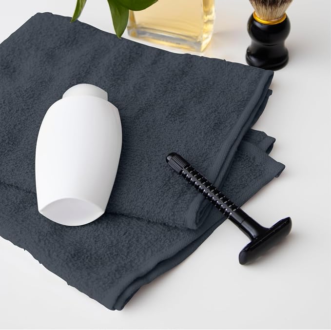 Avalon Towels Salon Towel - Grey Hand Towels Bulk Pack of 24 - 100% Cotton Absorbent Spa, Facial & Gym Towel for Working Out - 16x27 Inches (Not Bleach Proof)
